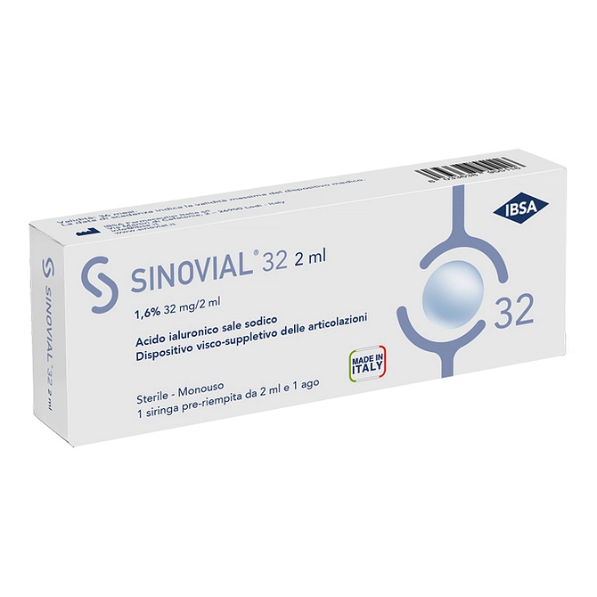 Siringa Intra Articolare Sinovial 32 Acido Ialuronico 1,6% 32 Mg/2 Ml 1 Fs + Ago Gauge 21 1 Pezzo