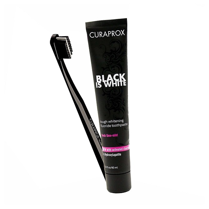 Curaprox Black Is White Dentifrici Sbiancanti 1 Dentifricio Da 90 Ml + 1 Spazzolino