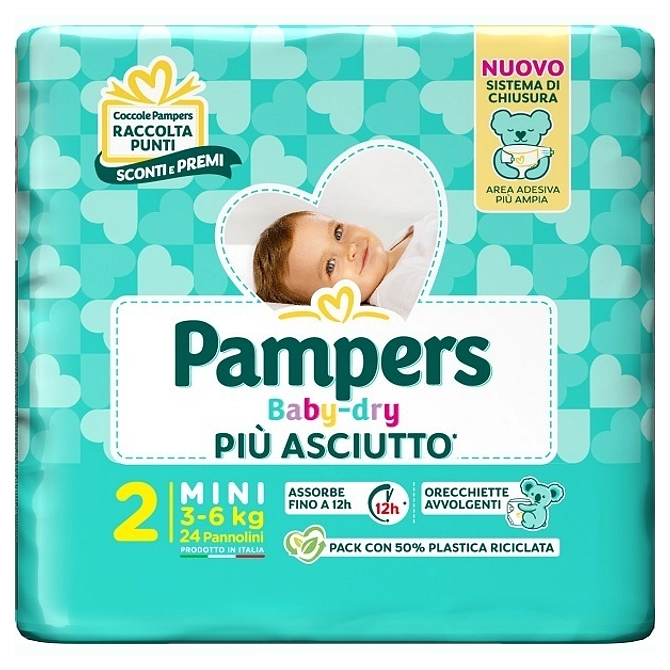 Pampers Baby Dry Pannolino Downcount Mini 24 Pezzi
