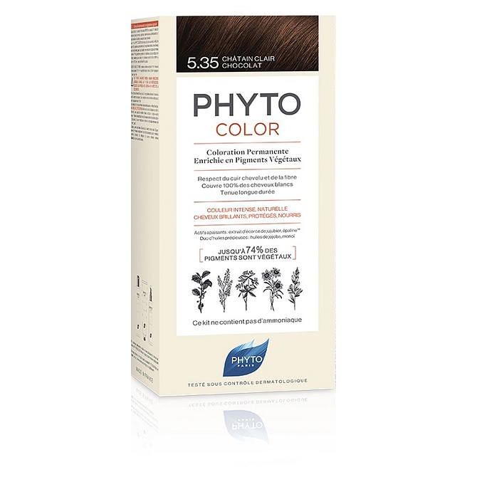 Phytocolor 5,35 Castano Chiaro Cioccolato Latte + Crema + Maschera + Foglietto Illustrativo + 1 Paio Di Guanti