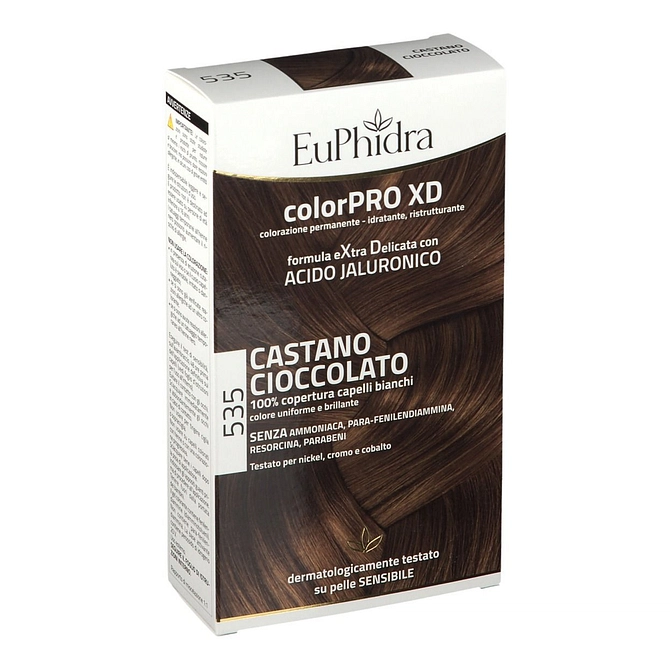 Euphidra Colorpro Xd 535 Castano Cioccolato Gel Colorante Capelli In Flacone + Attivante + Balsamo + Guanti