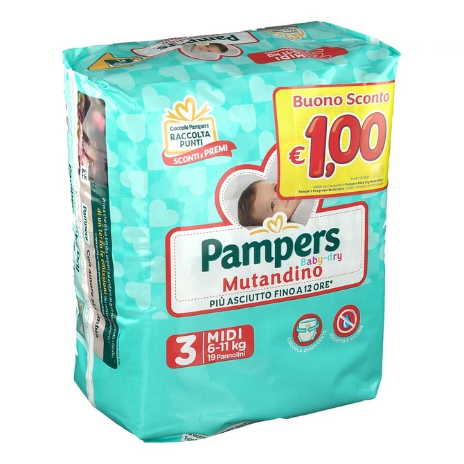 Pampers Baby Dry Mutandina Midi Small Pack 19 Pezzi