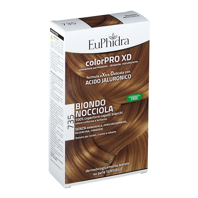 Euphidra Colorpro Xd 735 Biondo Nocciola Gel Colorante Capelli In Flacone + Attivante + Balsamo + Guanti
