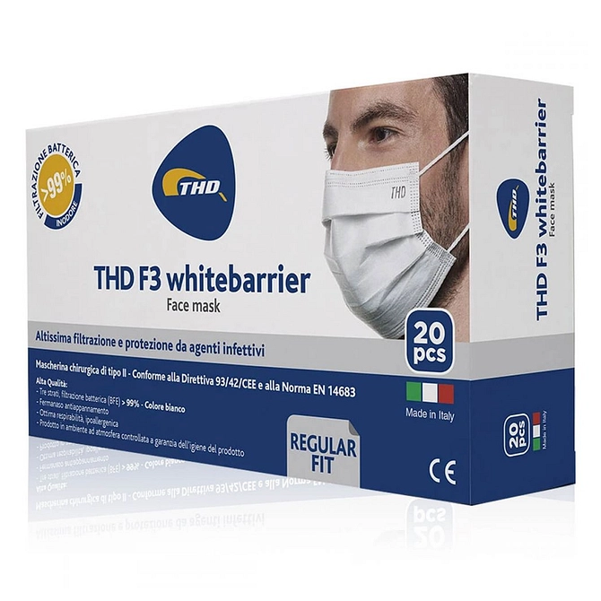 Mascherina Chirurgica Thd Mask F3 Whitebarrier Multi Regular 20 Pezzi