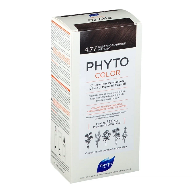 Phytocolor 4,77 Castano Marrone Intenso Latte + Crema + Maschera + 1 Paio Di Guanti