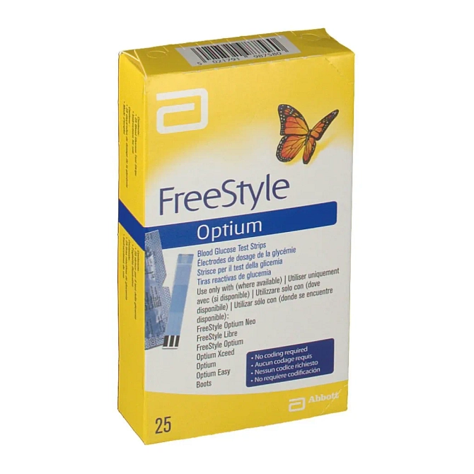 Strisce Misurazione Glicemia Freestyle Optium Test Strips 25 Pezzi