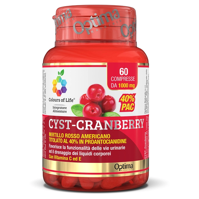 Colours Of Life Cyst Cranberry Con Vitamina C E 60 Compresse 1000 Mg