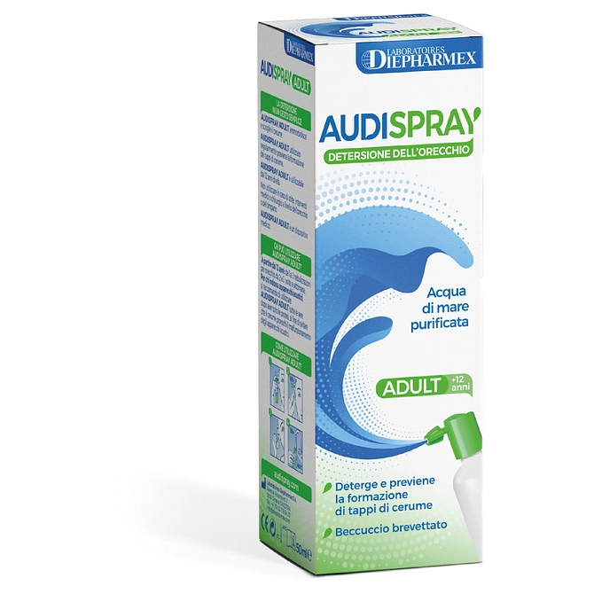 Audispray Adult Soluzione Di Acqua Di Mare Ipertonica Spray Senza Gas Igiene Orecchio 50 Ml